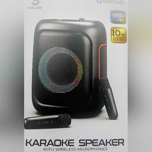 Black Karaoke Speaker with Wireless Microphones